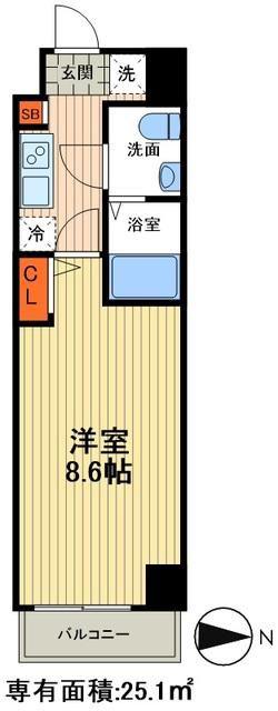 グランフォース北綾瀬(1K/3階)の間取り写真