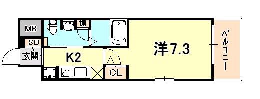 エステムプラザ神戸水木通グランクロス(1K/9階)の間取り写真