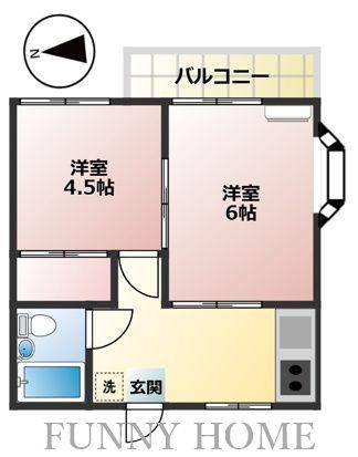 ピアークインツ(2DK/1階)の間取り写真