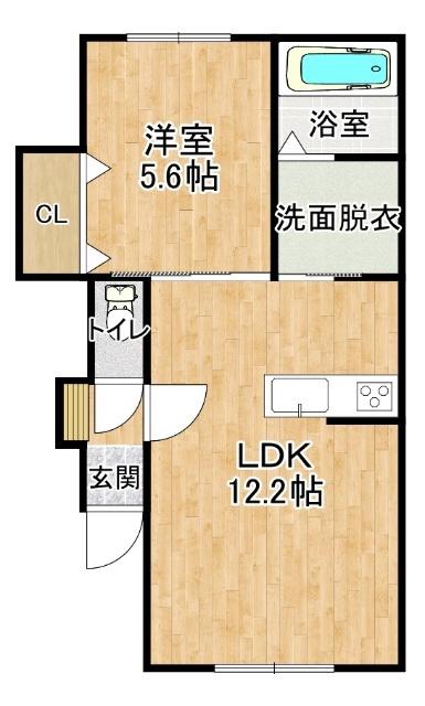 グラシアスSH(1LDK/2階)の間取り写真