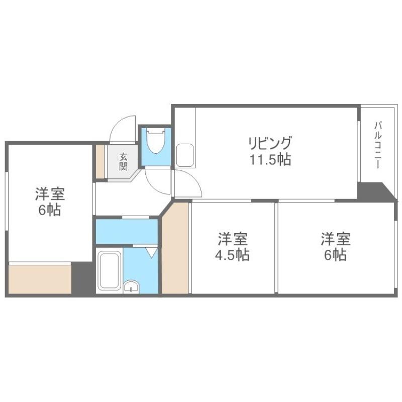 ミユキコートII(3LDK/4階)の間取り写真
