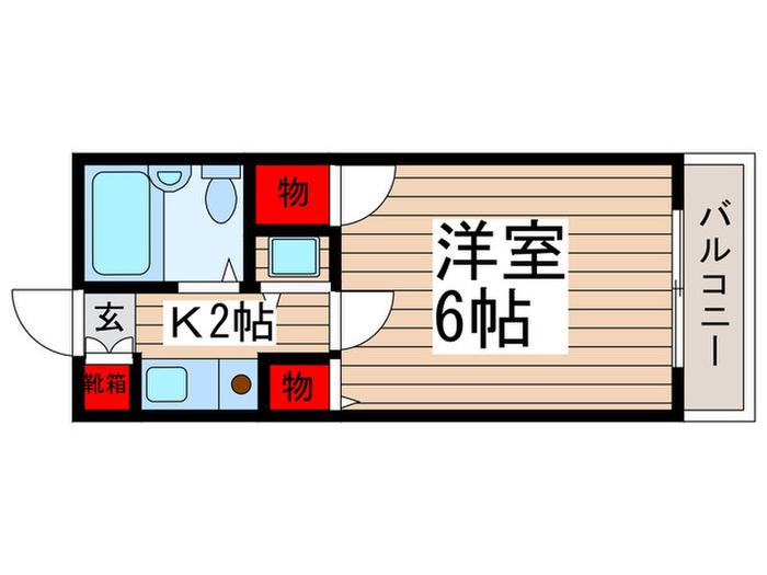 ウィステリアビル津田沼(1K/3階)の間取り写真