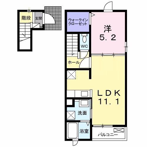 レガシー北陽台III(1LDK/2階)の間取り写真