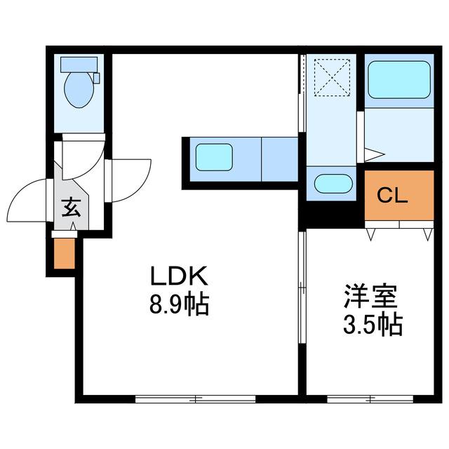 GRANDEE桑園 グランディー桑園(1LDK/1階)の間取り写真