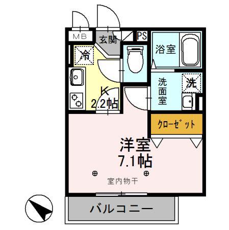 シャルマン(1K/2階)の間取り写真