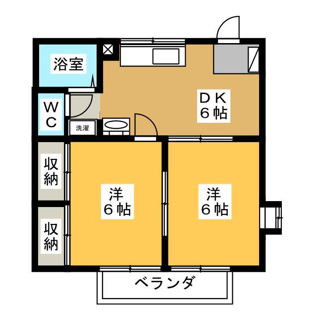 サンライズソハラ(2DK/2階)の間取り写真