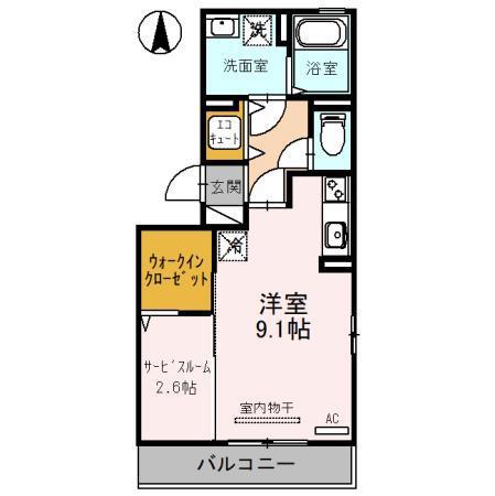 ボヌール フルール(ワンルーム/3階)の間取り写真