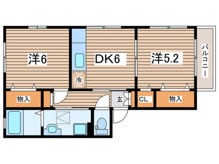 シェルハイム綱島(2DK/2階)の間取り写真