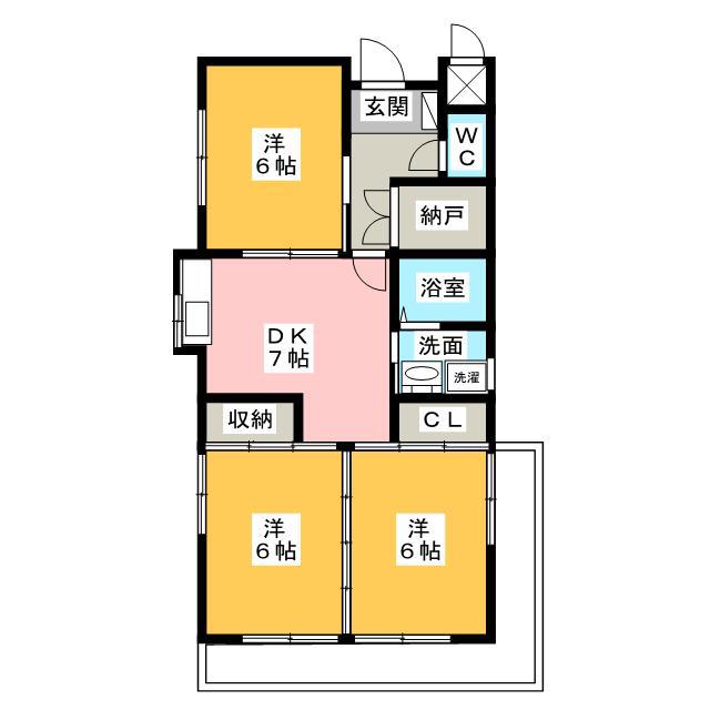 コーポKAMADA(3SDK/1階)の間取り写真