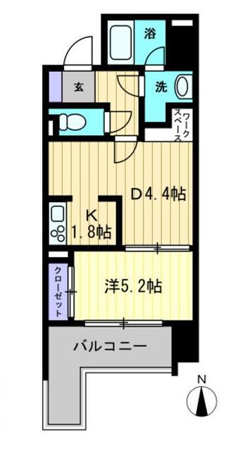 リアライズ瓦町(1DK/6階)の間取り写真
