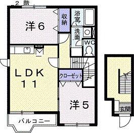 アキラハイツ(2LDK/2階)の間取り写真