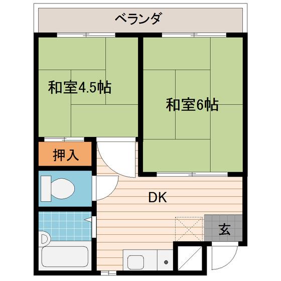 エスポワール中野(2DK/3階)の間取り写真