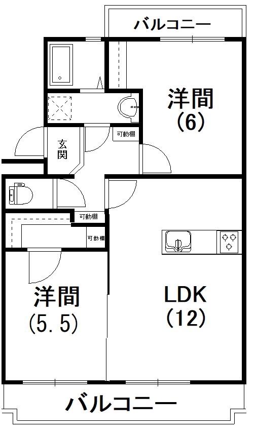 初生パークハイツ(2LDK/3階)の間取り写真
