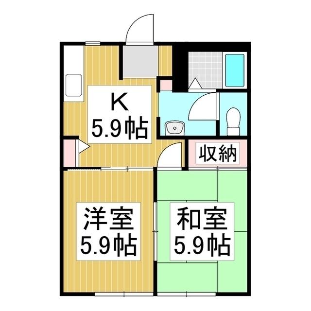 フレグランス金沢 B(2K/2階)の間取り写真