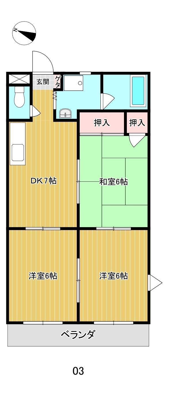 ハイツアプリコット(3DK/3階)の間取り写真