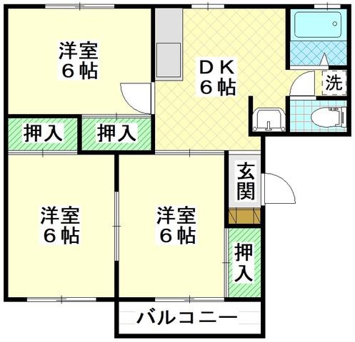 ドリームハイツ(3DK/2階)の間取り写真