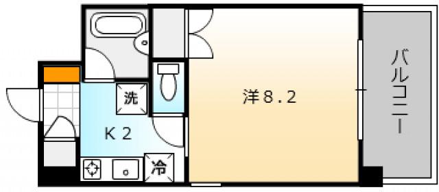 ラードクルーセ(1K/7階)の間取り写真