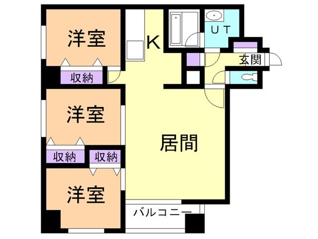 アーバンヴェール参号館(3LDK/2階)の間取り写真