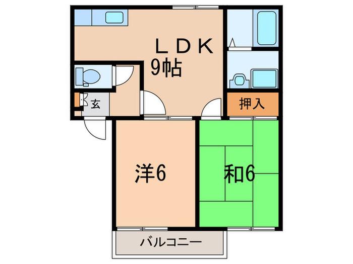 メゾンドール綾羽C棟(2LDK/1階)の間取り写真