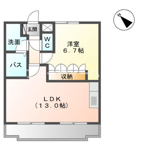 ロハス・オオアライ(1LDK/2階)の間取り写真