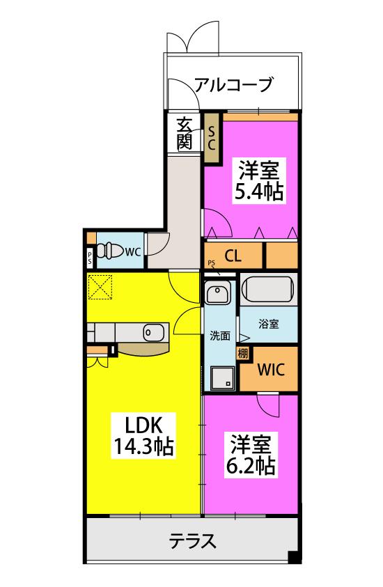 アンビエントN(2LDK/1階)の間取り写真