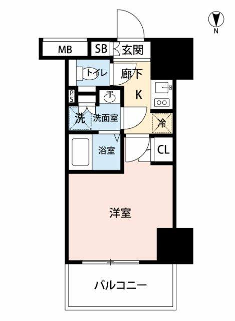レジディア蒲田IV(1K/3階)の間取り写真