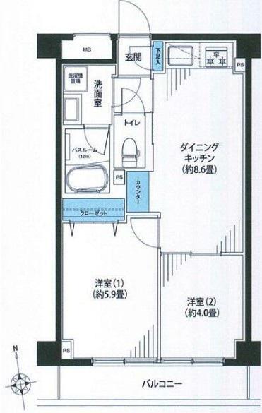 ポートハイム弘明寺第一(2DK/3階)の間取り写真