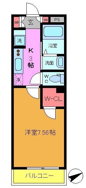 フォルス16(1K/3階)の間取り写真
