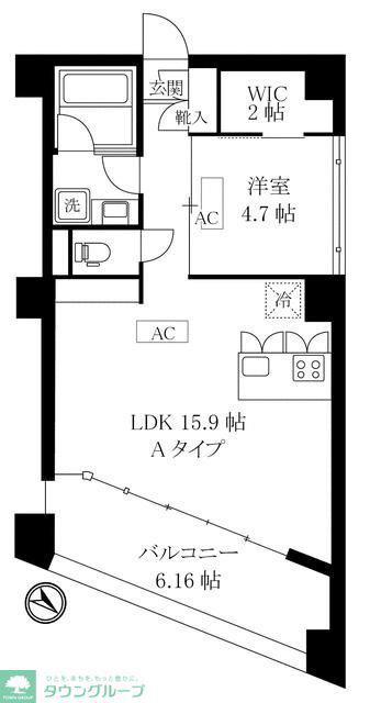 オレア日本橋浜町(1LDK/9階)の間取り写真