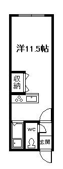クリーンハイツカイホークA(ワンルーム/2階)の間取り写真