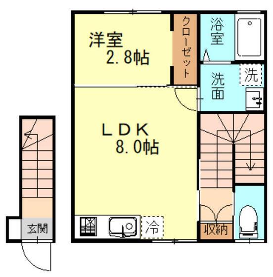 RIMOWA下轡田(1LDK/2階)の間取り写真