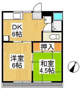 五木コーポ(2DK/1階)の間取り写真