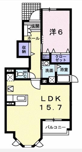 ポート・レーゼ A(1LDK/1階)の間取り写真