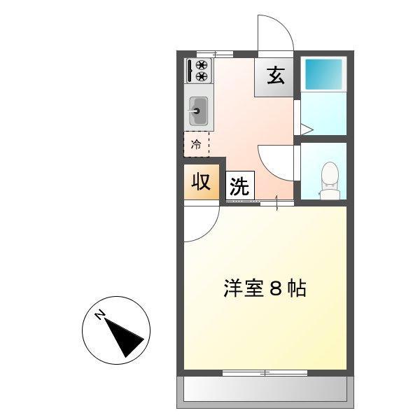 茶屋町エビスコーポ(1K/2階)の間取り写真