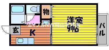 モンシェリ(1K/1階)の間取り写真