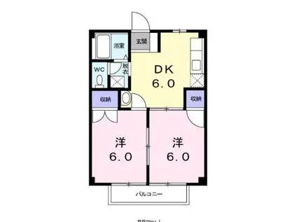 ヒルズ栗林(2DK/2階)の間取り写真