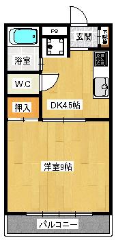 ランブル(1DK/2階)の間取り写真