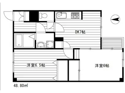 コーポ丸山(2DK/1階)の間取り写真