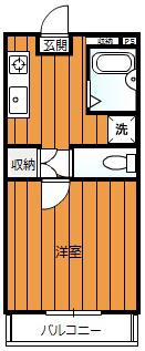 フリオフラッシュ(1K/2階)の間取り写真