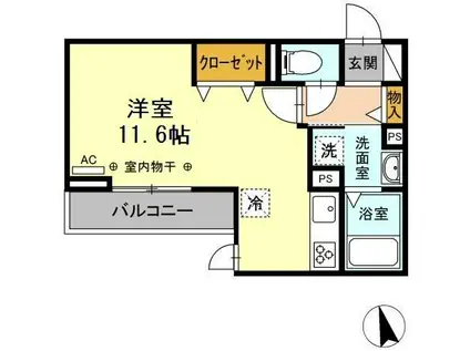 D-HILLS中沢(ワンルーム/2階)の間取り写真