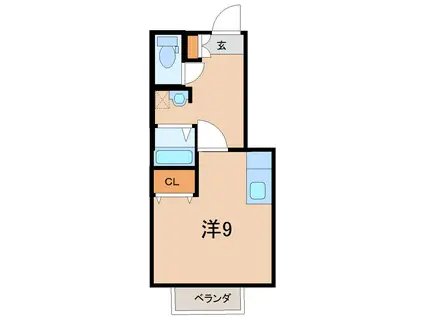 ハイツ東舞子III(ワンルーム/1階)の間取り写真