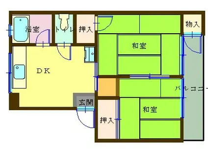 玉屋マンション(2DK/2階)の間取り写真