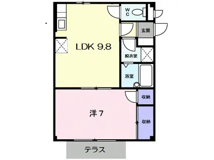 メゾンジオワイユ2(1LDK/1階)の間取り写真