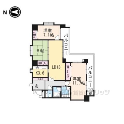 メイツ四条烏丸(3LDK/9階)の間取り写真