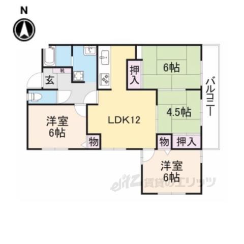 サンメゾン忍海(4LDK/3階)の間取り写真