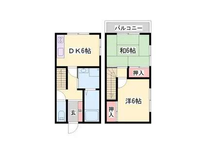 リバティーハウス曽根(2DK/1階)の間取り写真