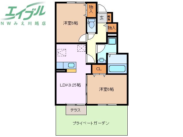 エーデルプラシード(2DK/1階)の間取り写真