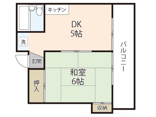 すまいる楽々園(1DK/4階)の間取り写真
