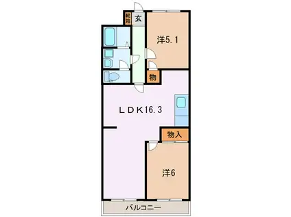 マンション美好(2LDK/3階)の間取り写真