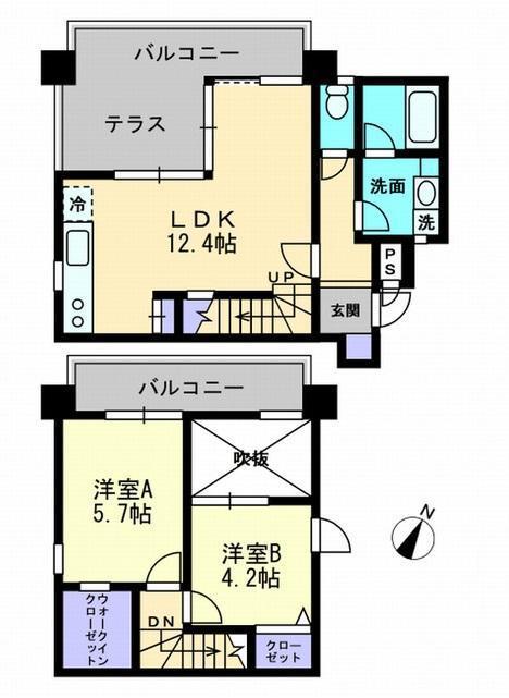 キュービックパレス(2LDK/2階)の間取り写真